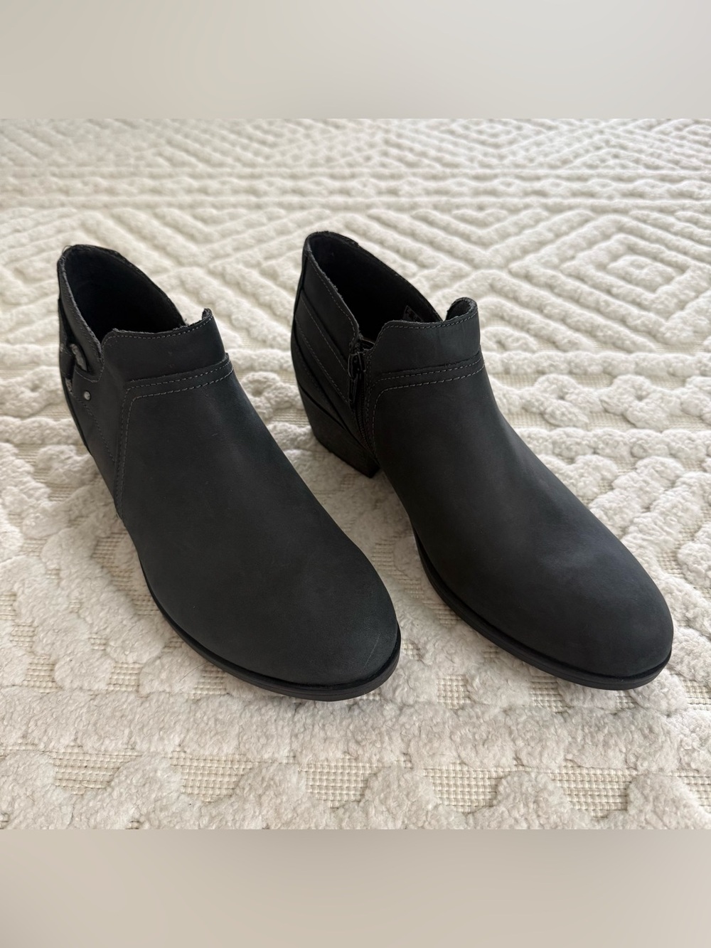 Clarks Charlten Grace Black Leather Ankle Booties Western Boots Size 11 Country